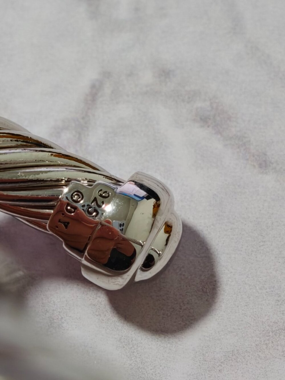 **Sterling Silver Cable Cuff Bracelet with CZ Crystal Station, Open Bangle** - Picture 4 of 7